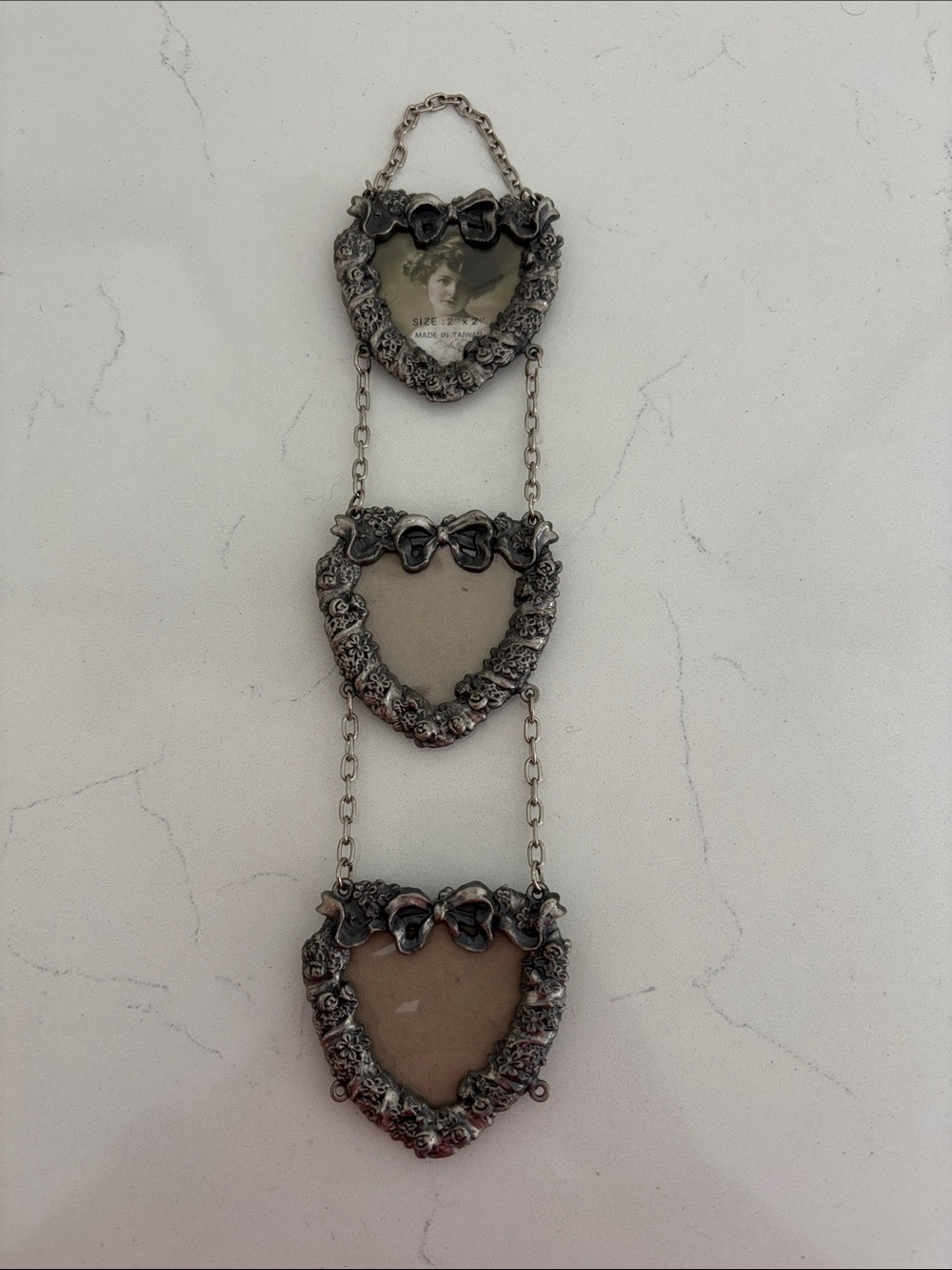 Ornate Silver Tone Heart Wall Frame Trio - Silver Tone